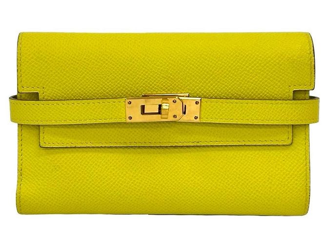 Hermès Cartera Hermes Kelly Compact de piel Epsom Amarillo - vista 2