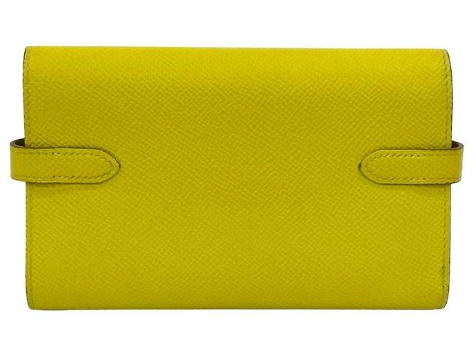 Hermès Cartera Hermes Kelly Compact de piel Epsom Amarillo - vista 3