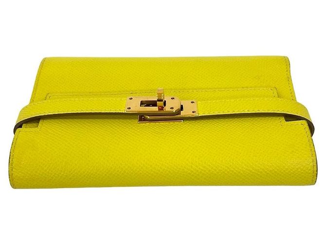 Hermès Cartera Hermes Kelly Compact de piel Epsom Amarillo - vista 4