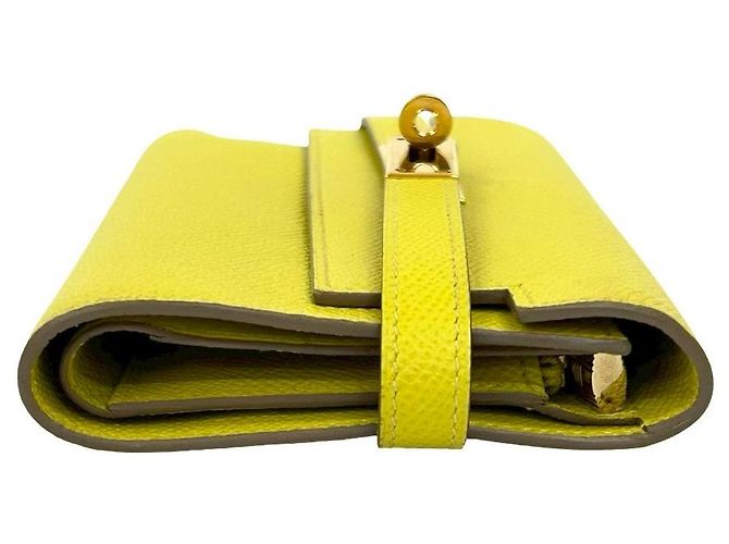 Hermès Cartera Hermes Kelly Compact de piel Epsom Amarillo - vista 6