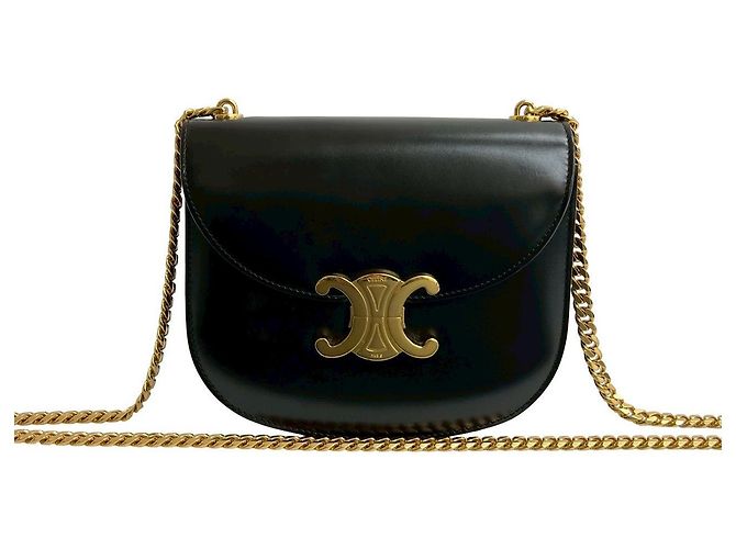 Céline Borsa a tracolla Celine Teen Chain Besace in pelle Nero - vista 2