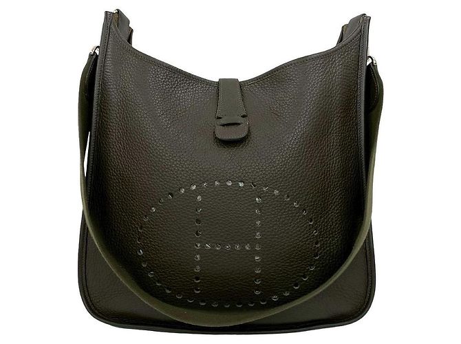 Hermès Borsa a tracolla Hermes Evelyne3 GM in pelle di vitello Verde Cachi - vista 2