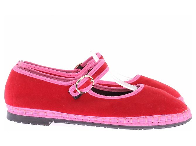 Autre Marque Bailarinas "Aurélie" en terciopelo rojo Roja - vista 4