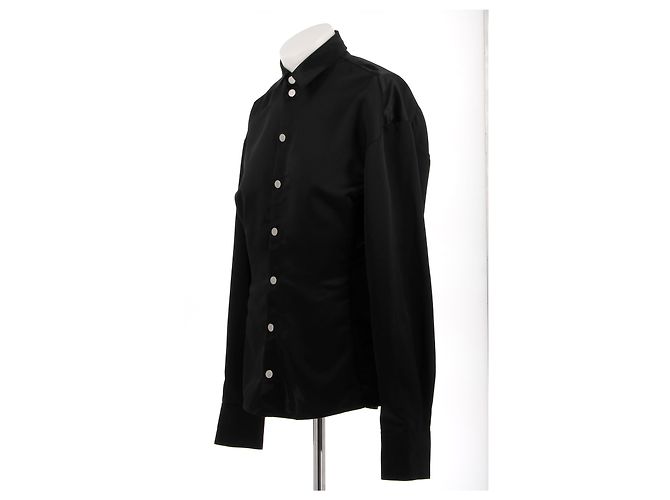 Autre Marque Camicia nera con bottoni argentati Nero - vista 3