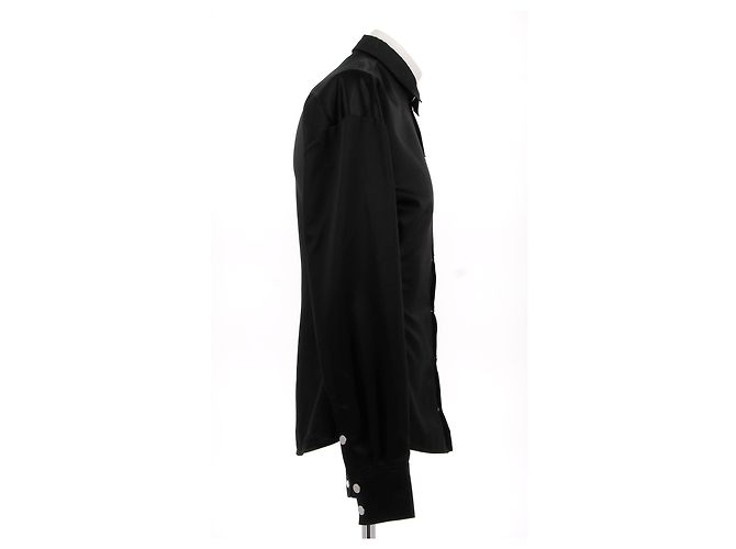 Autre Marque Camicia nera con bottoni argentati Nero - vista 4