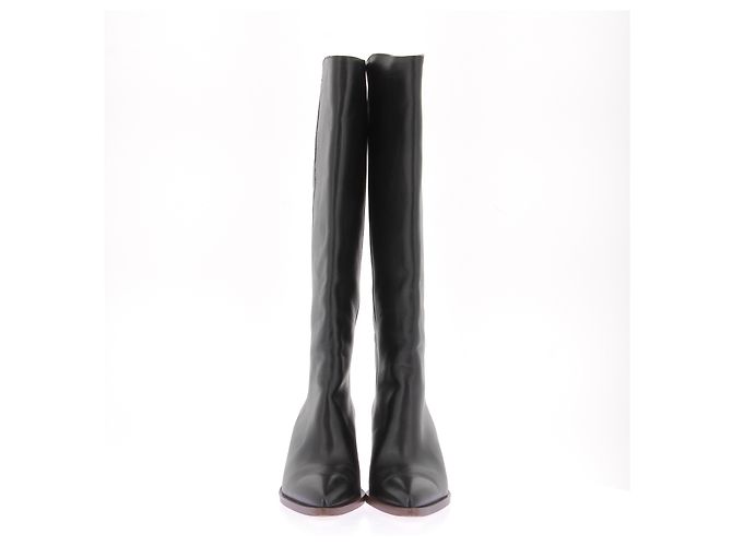 Ba&Sh Schwarze Lederstiefel mit Absatz - Ansicht 2