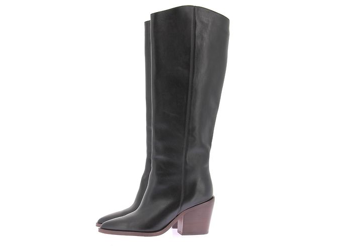 Ba&Sh Schwarze Lederstiefel mit Absatz - Ansicht 5