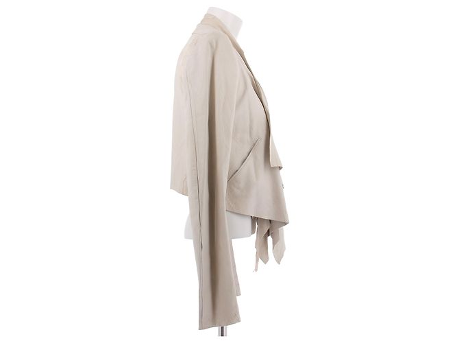 Giacca di pelle Rick Owens Bianca Bianco - vista 3
