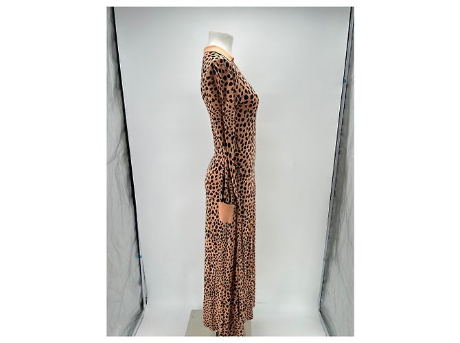 Autre Marque Vestido jaspeado de algodón beige RIXO - vista 3