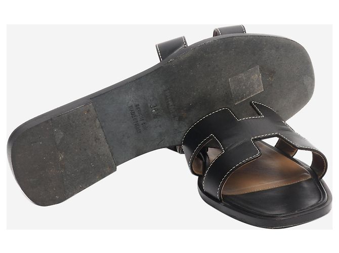 Hermès Schwarze Oran Sandalen - Größe EU 36.5 - Ansicht 6