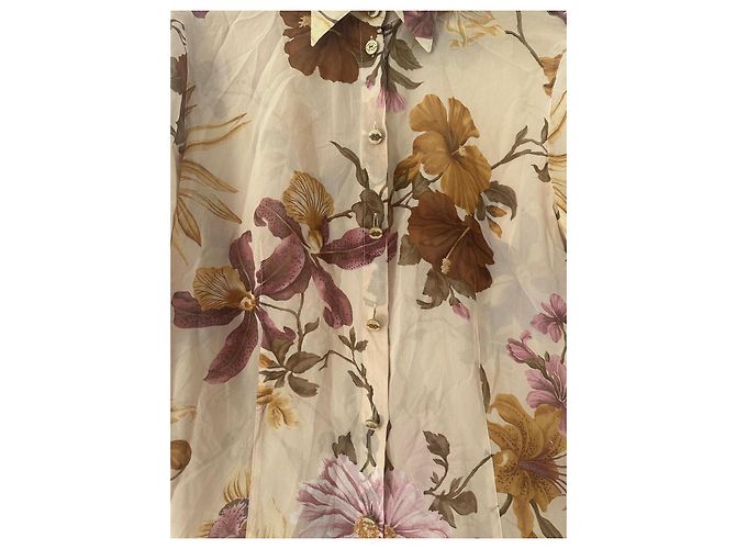 Escada Seidenbluse mit Blumenmuster Braun Pink Beige Lila - Ansicht 4