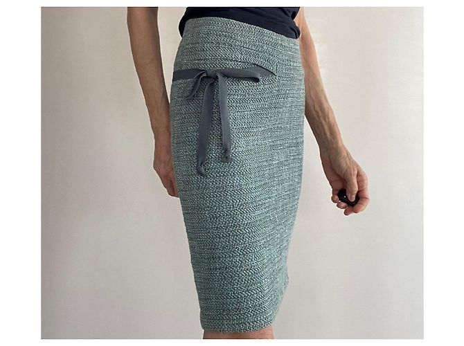 Humanoid Tweed Bleistiftrock Asymmetrisch Blau-grün Grau Größe S Hellgrün - Ansicht 10