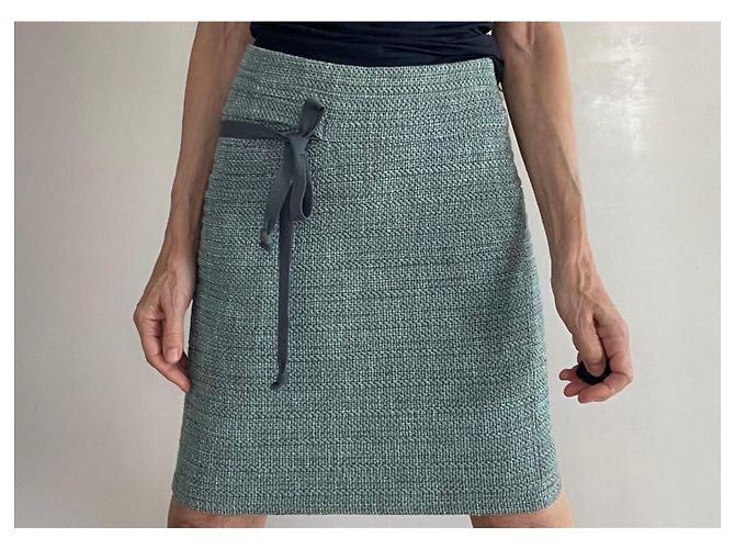Humanoid Tweed Bleistiftrock Asymmetrisch Blau-grün Grau Größe S Hellgrün - Ansicht 11