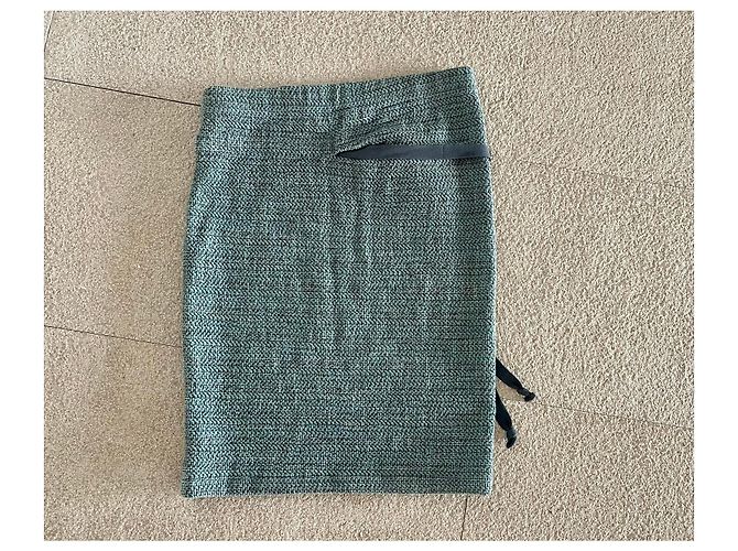 Humanoid Tweed Bleistiftrock Asymmetrisch Blau-grün Grau Größe S Hellgrün - Ansicht 2