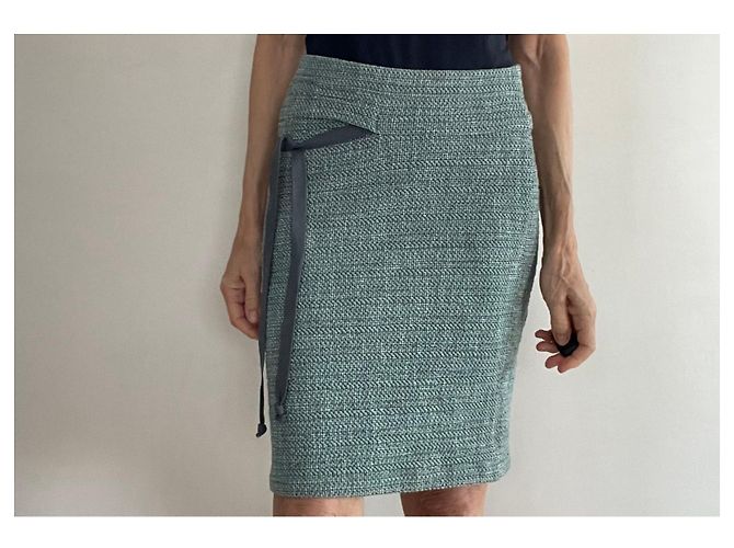 Humanoid Tweed Bleistiftrock Asymmetrisch Blau-grün Grau Größe S Hellgrün - Ansicht 6