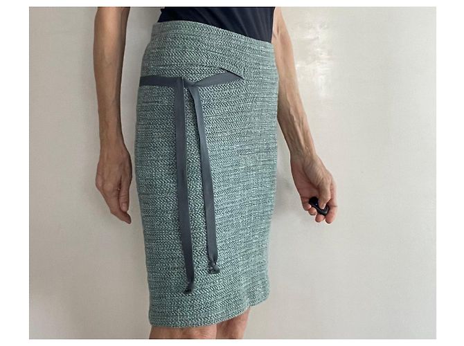 Humanoid Tweed Bleistiftrock Asymmetrisch Blau-grün Grau Größe S Hellgrün - Ansicht 7