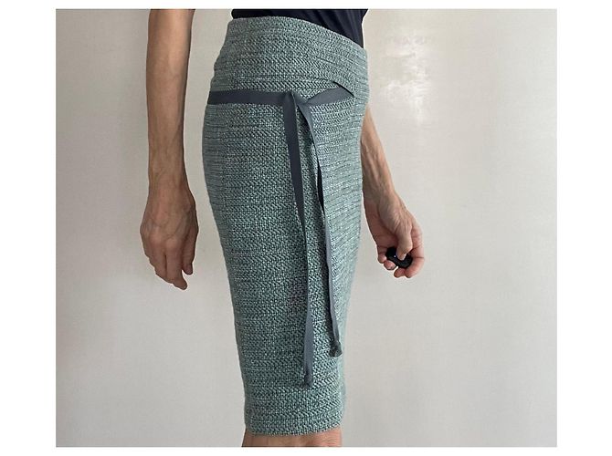 Humanoid Tweed Bleistiftrock Asymmetrisch Blau-grün Grau Größe S Hellgrün - Ansicht 8