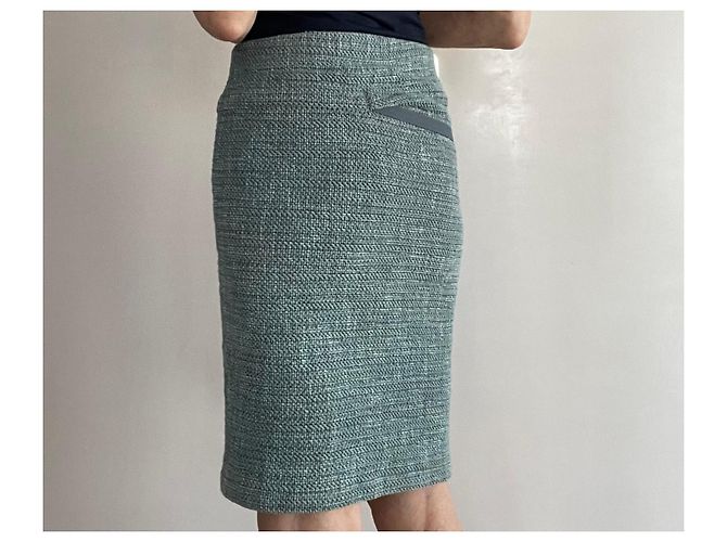 Humanoid Tweed Bleistiftrock Asymmetrisch Blau-grün Grau Größe S Hellgrün - Ansicht 9