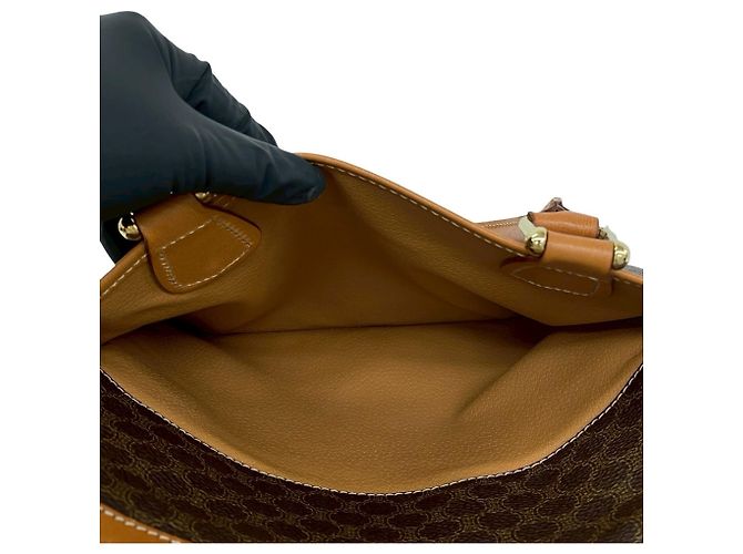 Céline Celine Vintage Macadam Blazon Pattern Handtasche Braun - Ansicht 10