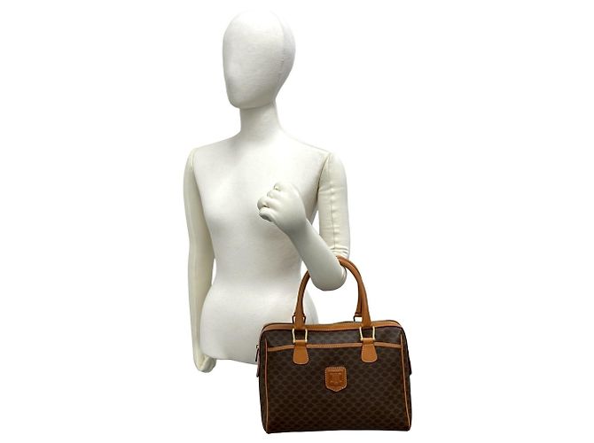Céline Celine Vintage Macadam Blazon Pattern Handtasche Braun - Ansicht 2