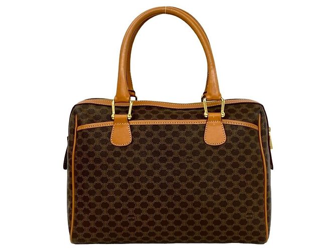 Céline Celine Vintage Macadam Blazon Pattern Handtasche Braun - Ansicht 3