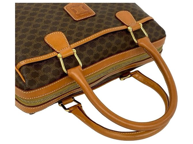 Céline Celine Vintage Macadam Blazon Pattern Handtasche Braun - Ansicht 4