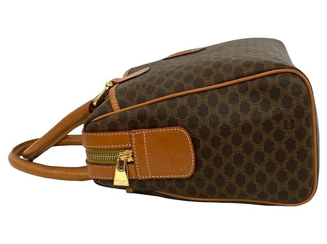 Céline Celine Vintage Macadam Blazon Pattern Handtasche Braun - Ansicht 5