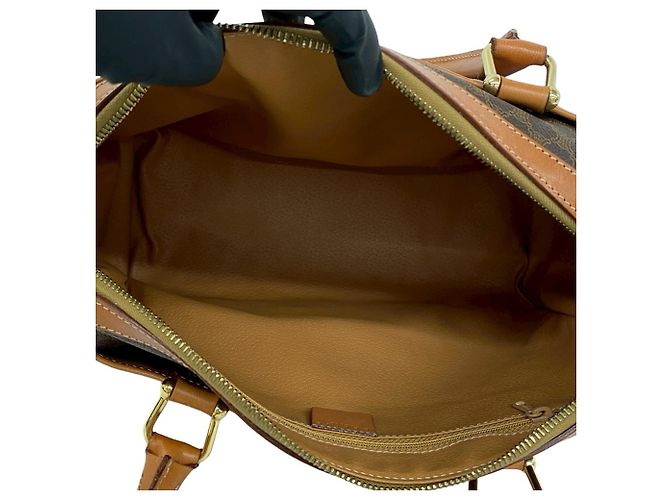 Céline Celine Vintage Macadam Blazon Pattern Handtasche Braun - Ansicht 9