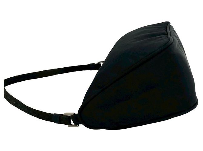 Borsa in nylon Tessuto con placca logo Triangle Prada Nero - vista 5