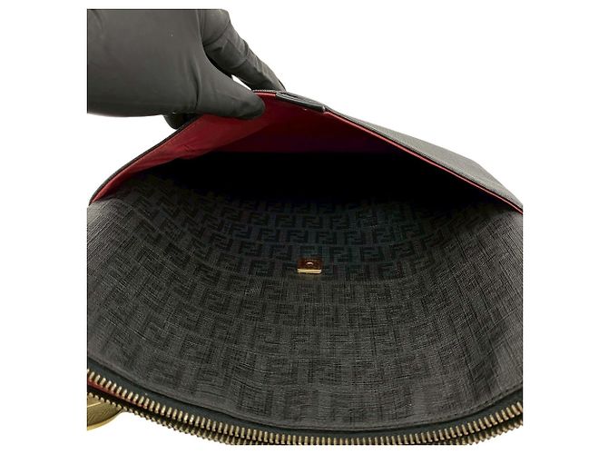 Fendi Zucchino FF Pattern Logo Hardware Leather Shoulder Bag - view 10