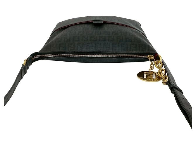 Fendi Zucchino FF Pattern Logo Hardware Leather Shoulder Bag - view 4