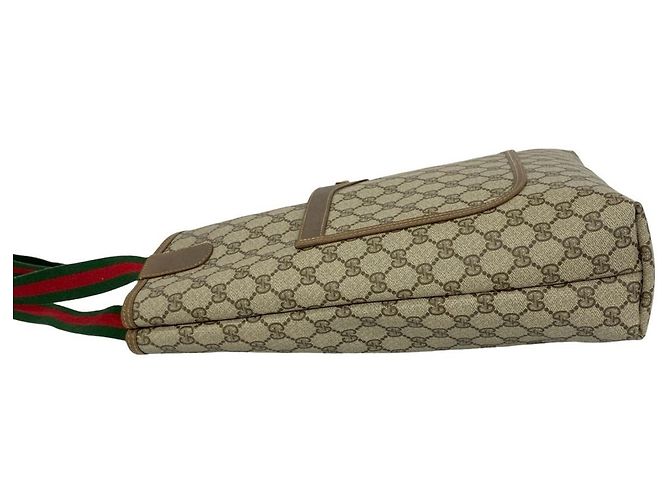 Borsa Tote Gucci Old Gucci Sherry Line GG Logo Hardware Marrone Rosso Verde - vista 5