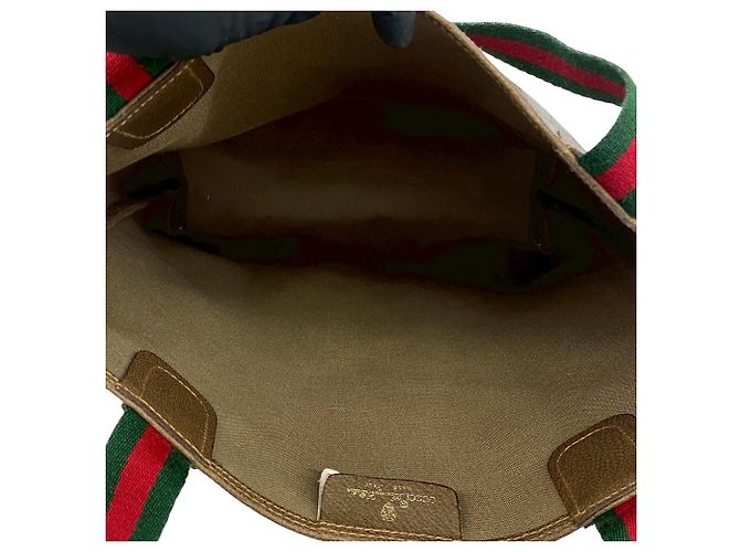 Borsa Tote Gucci Old Gucci Sherry Line GG Logo Hardware Marrone Rosso Verde - vista 9