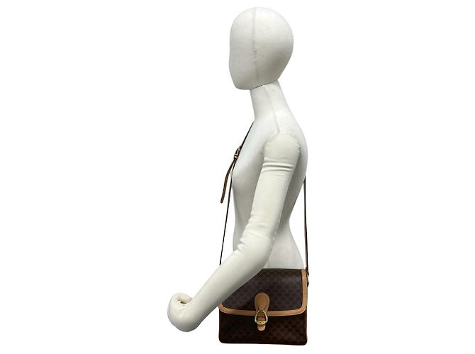 Céline CELINE Vintage Macadam Blazon Triomphe Logo Pattern Leder Schultertasche Braun - Ansicht 2