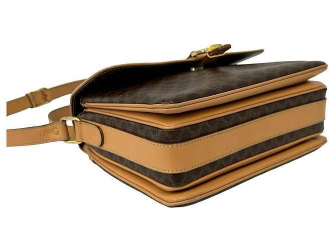 Céline CELINE Vintage Macadam Blazon Triomphe Logo Pattern Leder Schultertasche Braun - Ansicht 7