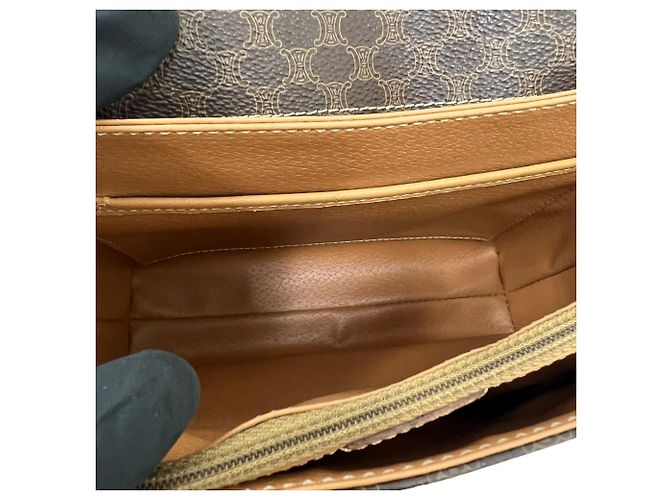 Céline CELINE Vintage Macadam Blazon Triomphe Logo Pattern Leder Schultertasche Braun - Ansicht 9