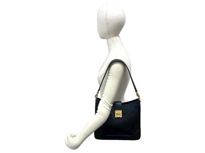 Céline Celine Vintage Schultertasche aus Kalbsleder Schwarz - Ansicht 2