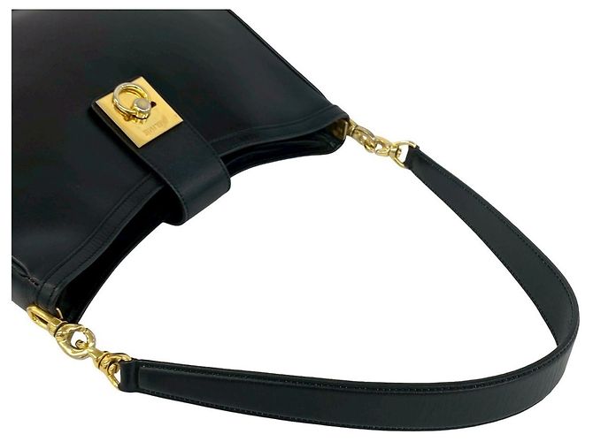 Céline Celine Vintage Schultertasche aus Kalbsleder Schwarz - Ansicht 4
