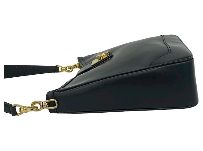 Céline Celine Vintage Schultertasche aus Kalbsleder Schwarz - Ansicht 5