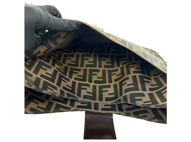 Fendi Vintage Zucca FF Pattern Schultertasche Braun Schwarz - Ansicht 10