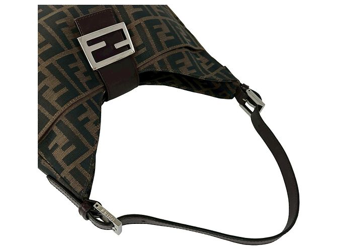 Fendi Vintage Zucca FF Pattern Schultertasche Braun Schwarz - Ansicht 4