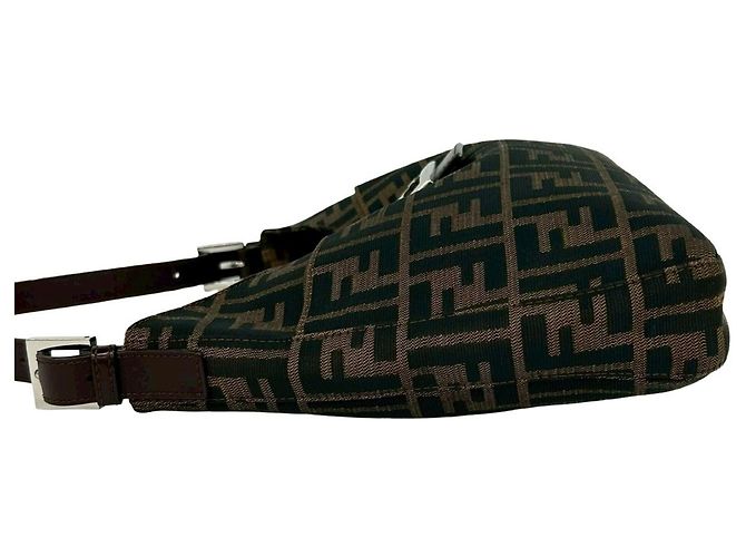 Fendi Vintage Zucca FF Pattern Schultertasche Braun Schwarz - Ansicht 5