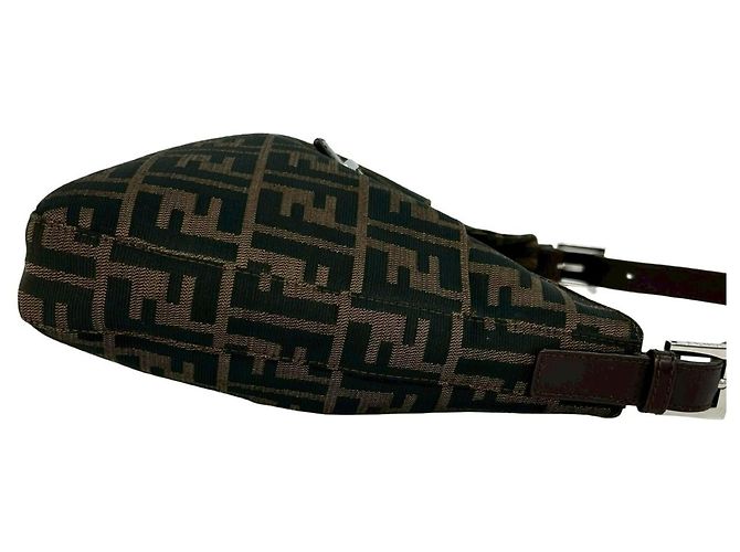 Fendi Vintage Zucca FF Pattern Schultertasche Braun Schwarz - Ansicht 6