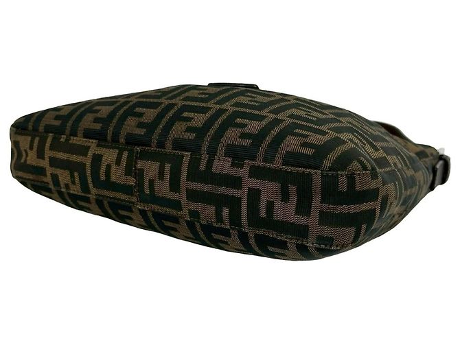 Fendi Vintage Zucca FF Pattern Schultertasche Braun Schwarz - Ansicht 8
