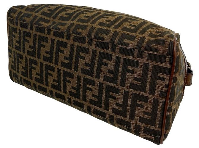 Fendi Zucca FF Muster Canvas und Leder Mini Tote Braun Schwarz - Ansicht 8