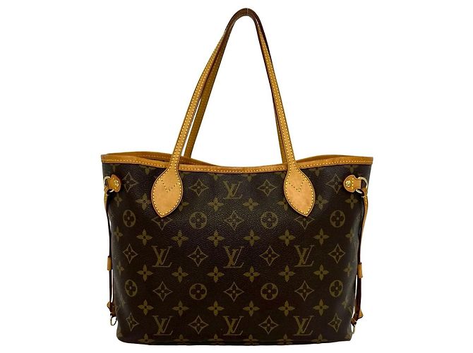Borsa Tote Louis Vuitton Neverfull PM Monogram Leather Marrone - vista 3