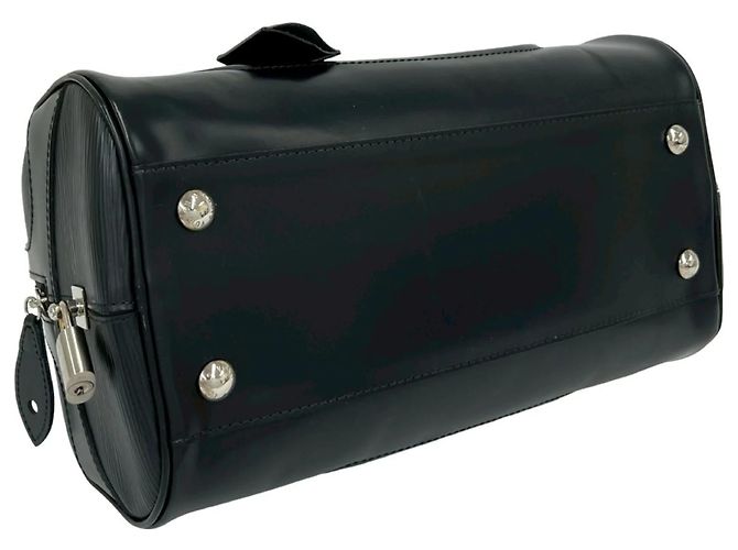 Borsa Louis Vuitton Bowling Montaigne PM in pelle Epi Nero - vista 7