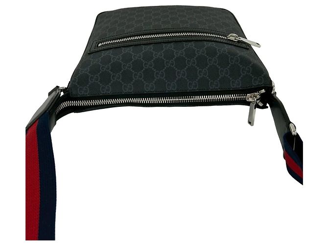 Borsa Tote a Spalla Gucci Sherry Line GG Supreme Logo Nero Rosso Blu navy - vista 4