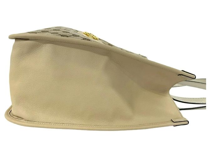 GUCCI GG Logo Horsebit Hardware Tote Bag Braun Beige - Ansicht 6