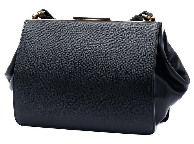Borsa a tracolla Prada Black Saffiano and City Calf Light Frame Nero - vista 2
